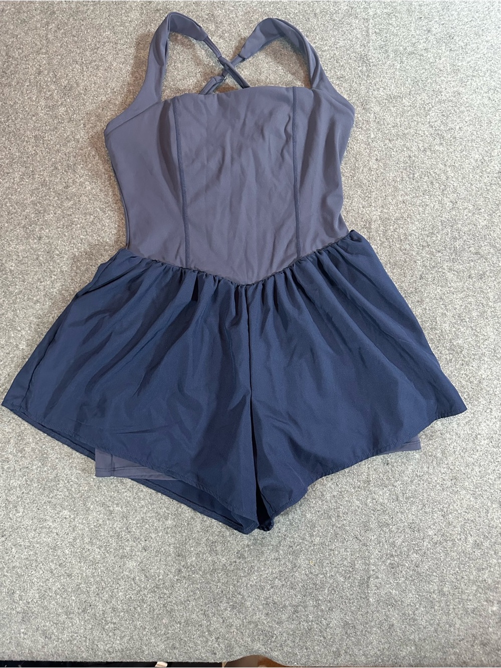 Blue Square-Neck Athletic Romper - Picture 4 of 10
